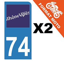 Supstick 2 Stickers Autocollants Plaques Immatriculation Moto Dept 74 Rhône Alpes Bleu Clair 1 Angle Arrondi
