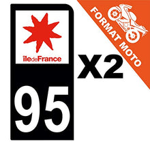 Supstick 2 Stickers Autocollants Plaques Immatriculation Moto Dept 95 Ile de France Noir 1 Angle Arrondi
