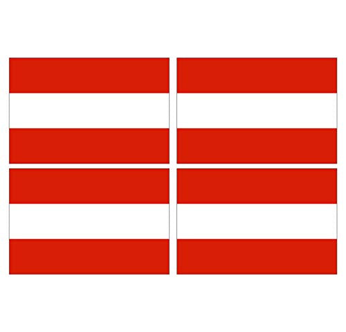 Supstick Lot de 4 Autocollants Stickers Drapeau de Pays Nation Autriche Format 6x4cm