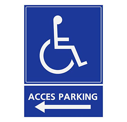 Panneau Rigide Handicapé - Personne à mobilité réduite accès Parking flèche Gauche 9x12cm épaisseur 3mm