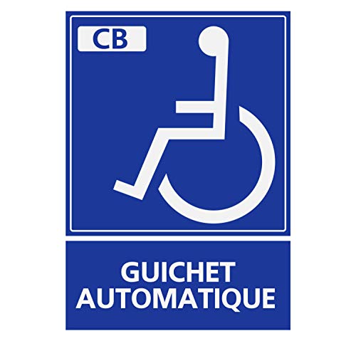 Panneau Rigide Handicapé - Personne à mobilité réduite guichet Automatique 12x16cm épaisseur 3mm