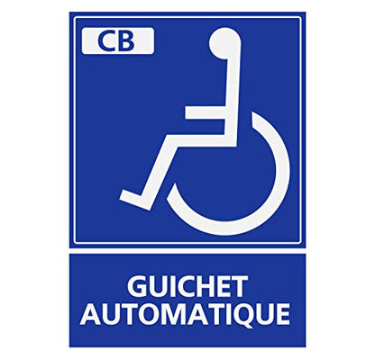 Panneau Rigide Handicapé - Personne à mobilité réduite guichet Automatique 9x12cm épaisseur 3mm