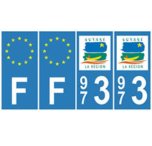 Supstick 4 Stickers Autocollants Plaques Immatriculation Auto Dept 973 Guyane Bleu Clair Angles Carrés