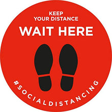 Lot de 5 Autocollant stickers signalétique stop covid sol antidérapant - keep your distance version anglais - format 20x20cm couleur rouge et noir