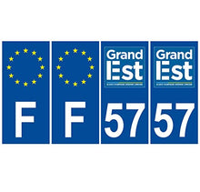 Supstick 4 Stickers Autocollants Plaques Immatriculation Auto Dept 57 Grand Est Bleu Foncé Angles Carrés