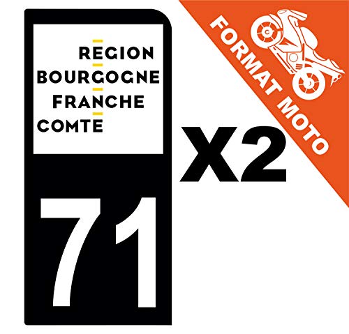 Supstick 2 Stickers Autocollants Plaques Immatriculation Moto Dept 71 Bourgogne Franche Comté Noir 1 Angle Arrondi