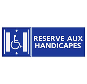 Supstick Autocollants Stickers Handicapé - Personne à mobilité réduite Ascenseur réservé aux handicapés Format rectangulaire 12x4cm