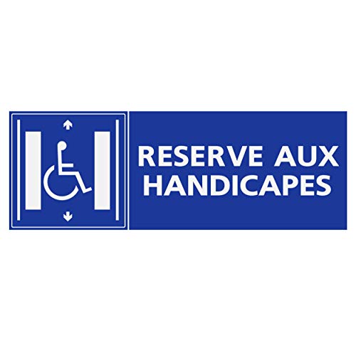 Supstick Autocollants Stickers Handicapé - Personne à mobilité réduite Ascenseur réservé aux handicapés Format rectangulaire 12x4cm