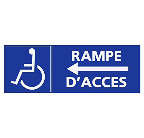 Supstick Autocollants Stickers Handicapé - Personne à mobilité réduite Rampe d’accès flèche Gauche Format rectangulaire 10x30cm