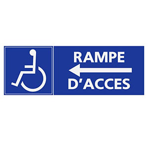 Supstick Autocollants Stickers Handicapé - Personne à mobilité réduite Rampe d’accès flèche Gauche Format rectangulaire 12x4cm