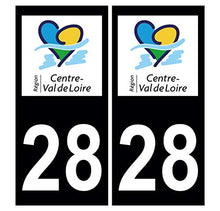 Supstick 2 Stickers Autocollants Plaques Immatriculation Auto Dept 28 Centre Val de Loire Noir Angles Carrés