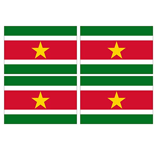 Supstick Lot de 4 Autocollants Stickers Drapeau de Pays Nation Suriname Format 12x8cm