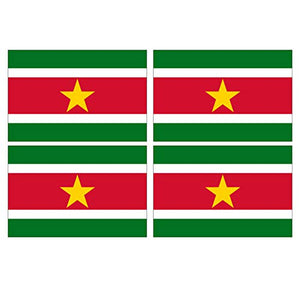 Supstick Lot de 4 Autocollants Stickers Drapeau de Pays Nation Suriname Format 12x8cm