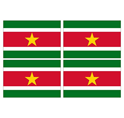 Supstick Lot de 4 Autocollants Stickers Drapeau de Pays Nation Suriname Format 12x8cm