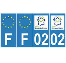 Supstick 4 Stickers Autocollants Plaques Immatriculation Auto Dept 02 Hauts de France Bleu Clair Angles Carrés