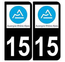 Supstick 2 Stickers Autocollants Plaques Immatriculation Auto Dept 15 Auvergne Rhône Alpes Noir Angles Arrondis