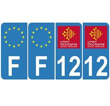 Supstick 4 Stickers Autocollants Plaques Immatriculation Auto Dept 12 Occitanie Bleu Clair Angles Arrondis