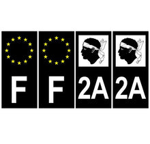 Supstick 4 Stickers Autocollants Plaques Immatriculation Auto Dept 2A Corse Noir Angles Carrés