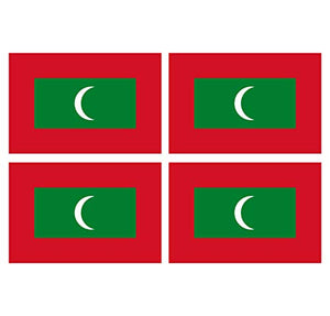 Supstick Lot de 4 Autocollants Stickers Drapeau de Pays Nation Maldive Format 6x4cm