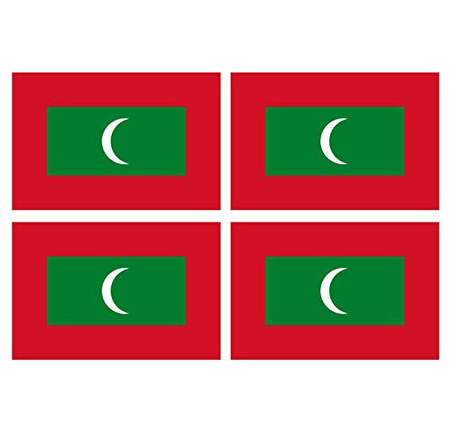 Supstick Lot de 4 Autocollants Stickers Drapeau de Pays Nation Maldive Format 6x4cm