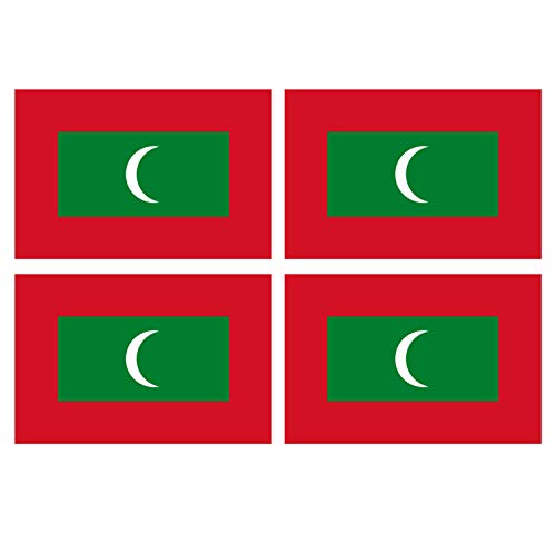 Supstick Lot de 4 Autocollants Stickers Drapeau de Pays Nation Maldive Format 12x8cm