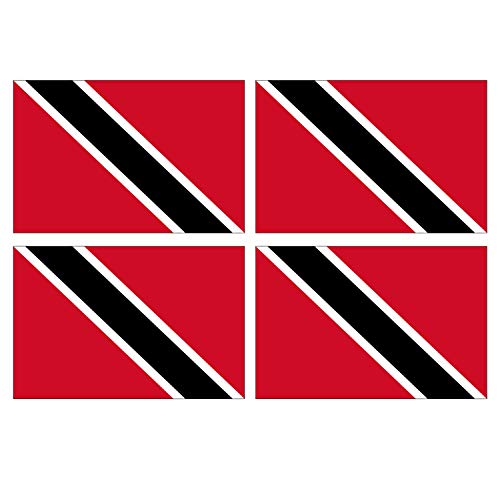 Supstick Lot de 4 Autocollants Stickers Drapeau de Pays Nation Trinidad et Tobago Format 12x8cm