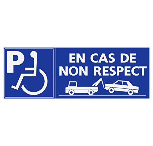 Supstick Autocollants Stickers Handicapé - Personne à mobilité réduite stationnement fourrière en Cas de Non Respect 12x4cm