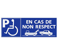 Supstick Autocollants Stickers Handicapé - Personne à mobilité réduite stationnement fourrière en Cas de Non Respect 10x30cm