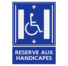 Supstick Autocollants Stickers Handicapé - Personne à mobilité réduite Ascenseur réservé aux handicapés 9x12cm