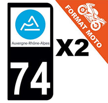 Supstick 2 Stickers Autocollants Plaques Immatriculation Moto Dept 74 Auvergne Rhône Alpes Noir 2 Angles Arrondis