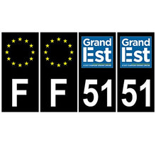 Supstick 4 Stickers Autocollants Plaques Immatriculation Auto Dept 51 Grand Est Noir Angles Carrés