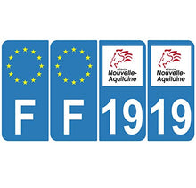 Supstick 4 Stickers Autocollants Plaques Immatriculation Auto Dept 19 Nouvelle Aquitaine Bleu Clair Angles Arrondis