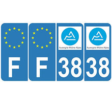 Supstick 4 Stickers Autocollants Plaques Immatriculation Auto Dept 38 Auvergne Rhône Alpes Bleu Clair Angles Arrondis