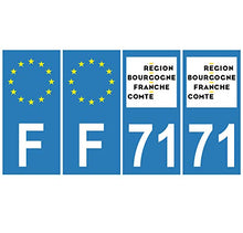 Supstick 4 Stickers Autocollants Plaques Immatriculation Auto Dept 71 Bourgogne Franche Comté Bleu Clair Angles Carrés