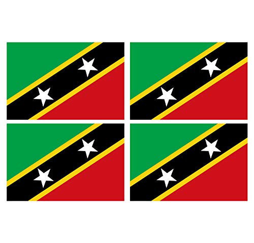 Supstick Lot de 4 Autocollants Stickers Drapeau de Pays Nation Saint Christophe et Nieves Format 12x8cm