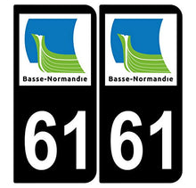 Supstick 2 Stickers Autocollants Plaques Immatriculation Auto Dept 61 Basse Normandie Noir Angles Arrondis