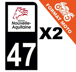 Supstick 2 Stickers Autocollants Plaques Immatriculation Moto Dept 47 Nouvelle Aquitaine Noir 1 Angle Arrondi