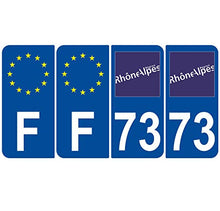 Supstick 4 Stickers Autocollants Plaques Immatriculation Auto Dept 73 Rhône Alpes Bleu Foncé Angles Arrondis