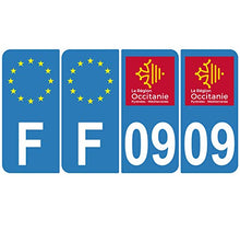 Supstick 4 Stickers Autocollants Plaques Immatriculation Auto Dept 09 Occitanie Bleu Clair Angles Arrondis