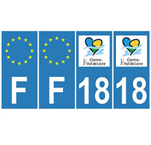 Supstick 4 Stickers Autocollants Plaques Immatriculation Auto Dept 18 Centre Val de LoireBleu Clair Angles Carrés