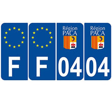 Supstick 4 Stickers Autocollants Plaques Immatriculation Auto Dept 04 Paca Bleu Foncé Angles Arrondis