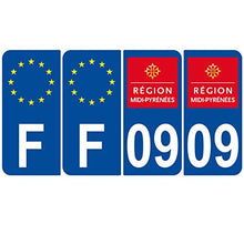 Supstick 4 Stickers Autocollants Plaques Immatriculation Auto Dept 09 Midi Pyrénées Bleu Foncé Angles Arrondis