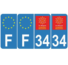 Supstick 4 Stickers Autocollants Plaques Immatriculation Auto Dept 34 Languedoc Roussillon Bleu Clair Angles Arrondis