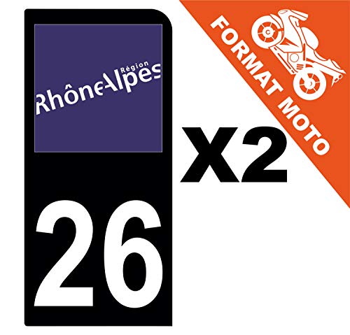 Supstick 2 Stickers Autocollants Plaques Immatriculation Moto Dept 26 Rhône Alpes Noir 1 Angle Arrondi