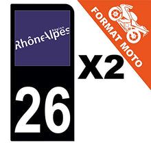 Supstick 2 Stickers Autocollants Plaques Immatriculation Moto Dept 26 Rhône Alpes Noir 1 Angle Arrondi