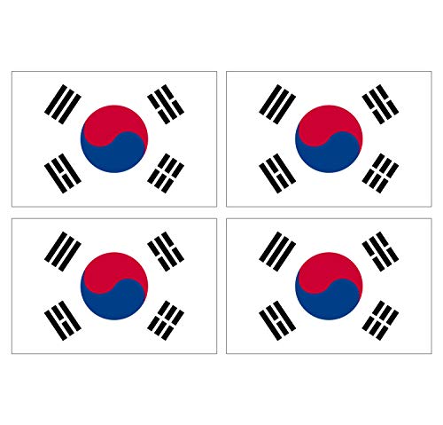 Supstick Lot de 4 Autocollants Stickers Drapeau de Pays Nation corée du sud Format 6x4cm