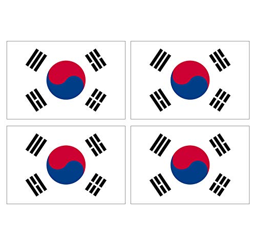 Supstick Lot de 4 Autocollants Stickers Drapeau de Pays Nation corée du sud Format 12x8cm