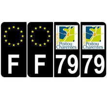 Supstick 4 Stickers Autocollants Plaques Immatriculation Auto Dept 79 Poitou Charentes Noir Angles Arrondis
