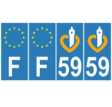 Supstick 4 Stickers Autocollants Plaques Immatriculation Auto Dept 59 Nord Bleu Clair Angles Carrés