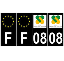 Supstick 4 Stickers Autocollants Plaques Immatriculation Auto Dept 08 Champagne Ardenne Noir Angles Carrés